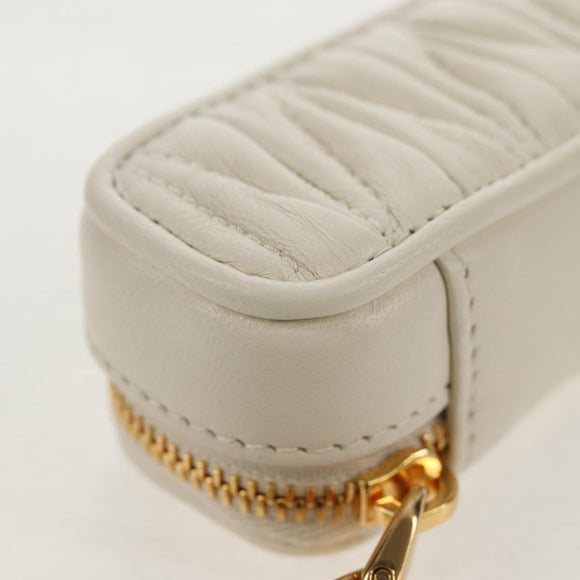 Miu Miu Matelasse Lip Case Charm Leather White Gold Auth 157884M