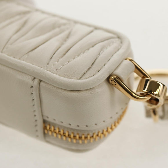 Miu Miu Matelasse Lip Case Charm Leather White Gold Auth 157884M
