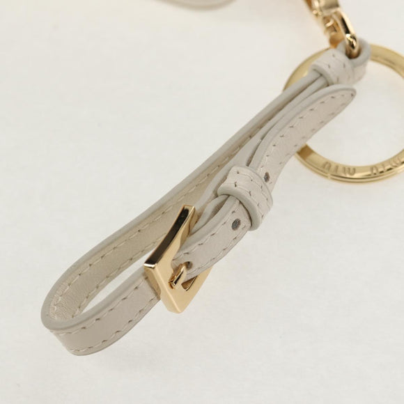 Miu Miu Matelasse Lip Case Charm Leather White Gold Auth 157884M