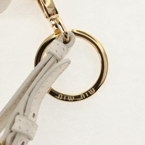 Miu Miu Matelasse Lip Case Charm Leather White Gold Auth 157884M