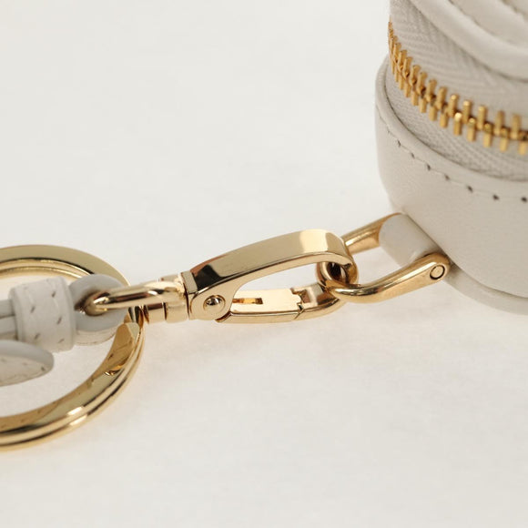 Miu Miu Matelasse Lip Case Charm Leather White Gold Auth 157884M