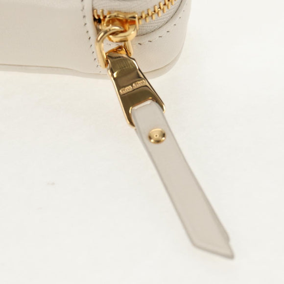 Miu Miu Matelasse Lip Case Charm Leather White Gold Auth 157884M