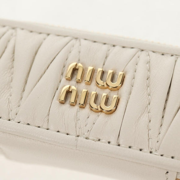 Miu Miu Matelasse Lip Case Charm Leather White Gold Auth 157884M