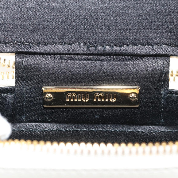 Miu Miu Matelasse Lip Case Charm Leather White Gold Auth 157884M