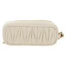 Miu Miu Matelasse Lip Case Charm Leather White Gold Auth 157884M-3