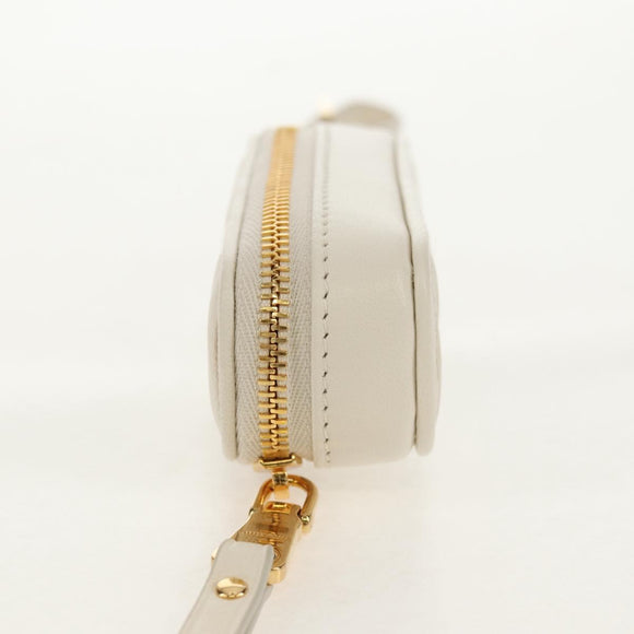 Miu Miu Matelasse Lip Case Charm Leather White Gold Auth 157884M