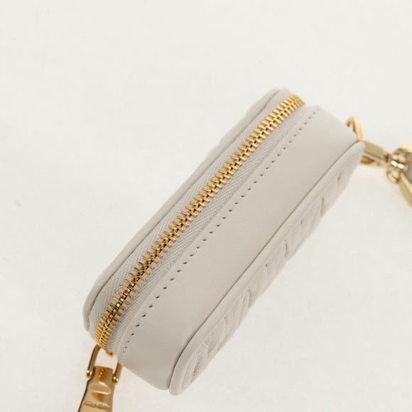 Miu Miu Matelasse Lip Case Charm Leather White Gold Auth 157884M