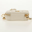 Miu Miu Matelasse Lip Case Charm Leather White Gold Auth 157884M-7