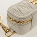 Miu Miu Matelasse Lip Case Charm Leather White Gold Auth 157884M-8