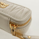 Miu Miu Matelasse Lip Case Charm Leather White Gold Auth 157884M-15