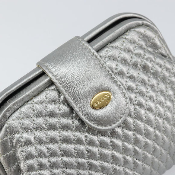 BALLY Pouch Leather Silver Auth 157887