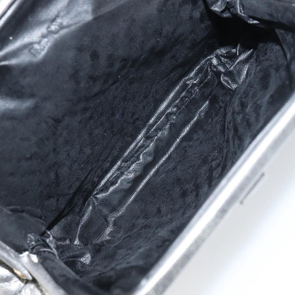 BALLY Pouch Leather Silver Auth 157887