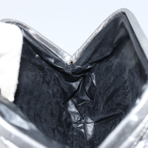 BALLY Pouch Leather Silver Auth 157887