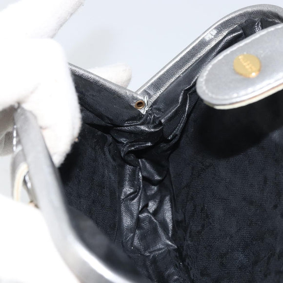 BALLY Pouch Leather Silver Auth 157887