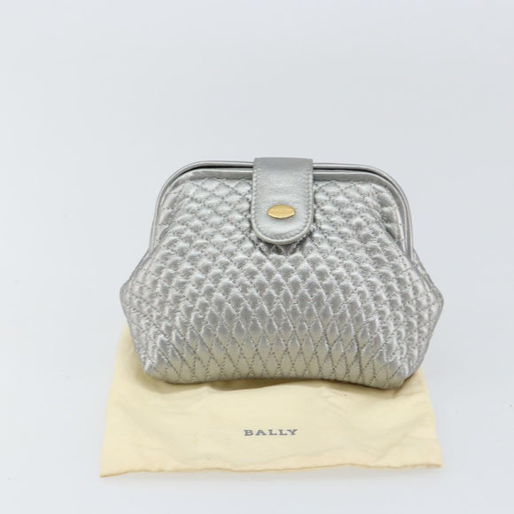 BALLY Pouch Leather Silver Auth 157887