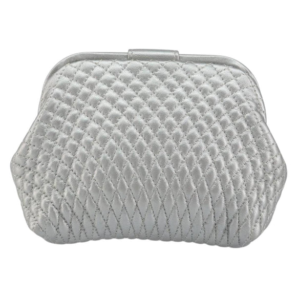 BALLY Pouch Leather Silver Auth 157887