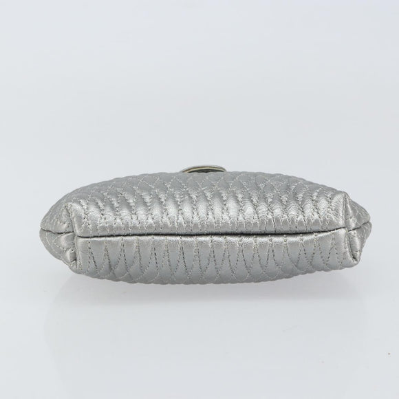 BALLY Pouch Leather Silver Auth 157887