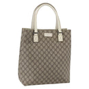 GUCCI GG Supreme Tote Bag PVC Beige Silver 131220 Auth 157900-1