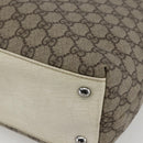 GUCCI GG Supreme Tote Bag PVC Beige Silver 131220 Auth 157900-12