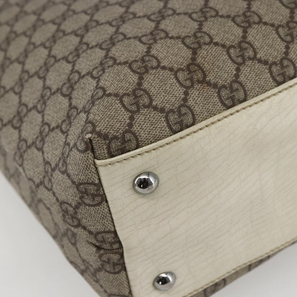 GUCCI GG Supreme Tote Bag PVC Beige Silver 131220 Auth 157900