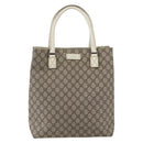 GUCCI GG Supreme Tote Bag PVC Beige Silver 131220 Auth 157900-2