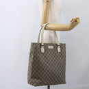 GUCCI GG Supreme Tote Bag PVC Beige Silver 131220 Auth 157900-21