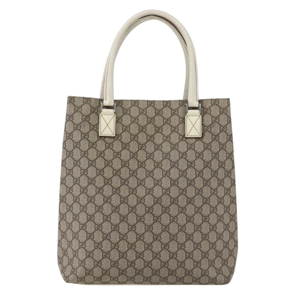 GUCCI GG Supreme Tote Bag PVC Beige Silver 131220 Auth 157900