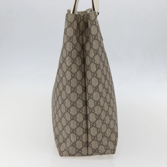 GUCCI GG Supreme Tote Bag PVC Beige Silver 131220 Auth 157900