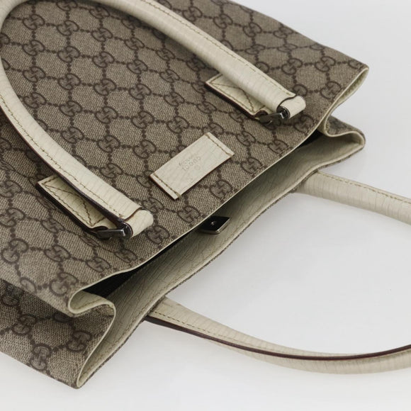 GUCCI GG Supreme Tote Bag PVC Beige Silver 131220 Auth 157900
