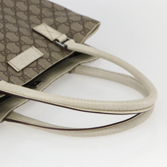 GUCCI GG Supreme Tote Bag PVC Beige Silver 131220 Auth 157900
