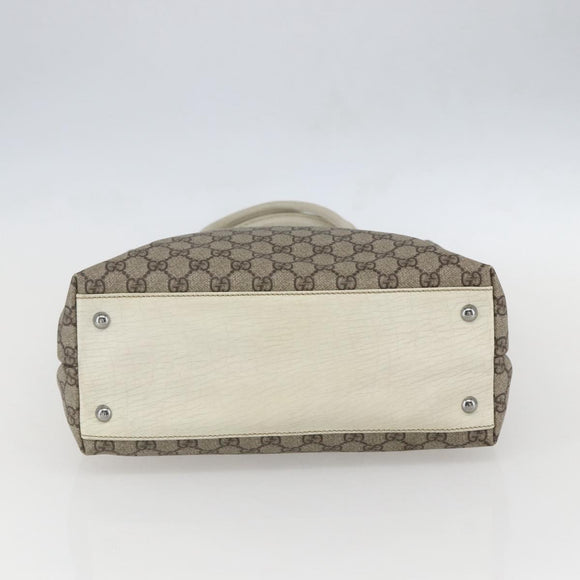 GUCCI GG Supreme Tote Bag PVC Beige Silver 131220 Auth 157900