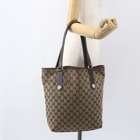 GUCCI GG Canvas Tote Bag Beige Gold 153009 Auth 157903
