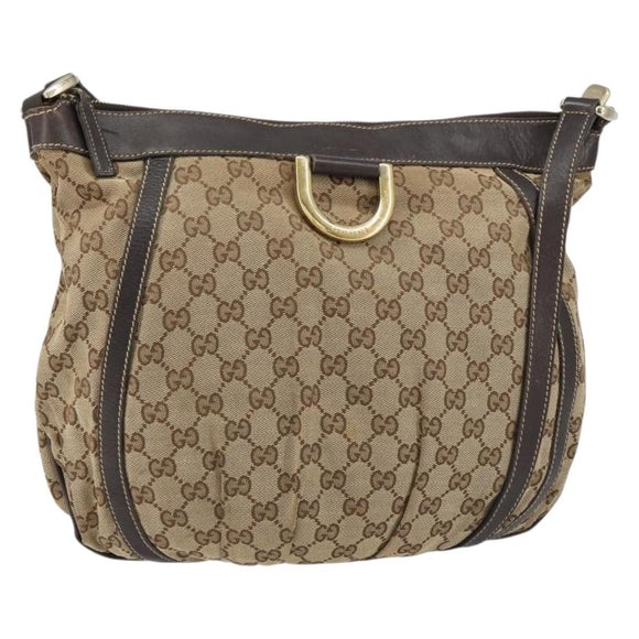 GUCCI GG Canvas Abbey Shoulder Bag Beige Gold 204940 Auth 157904