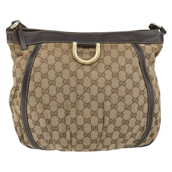 GUCCI GG Canvas Abbey Shoulder Bag Beige Gold 204940 Auth 157904