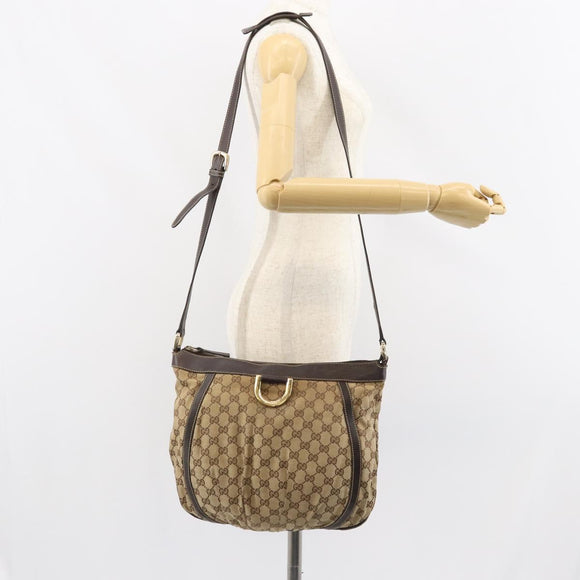 GUCCI GG Canvas Abbey Shoulder Bag Beige Gold 204940 Auth 157904