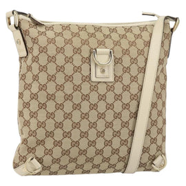 GUCCI GG Canvas Abbey Shoulder Bag Beige Gold 131326 Auth 157905