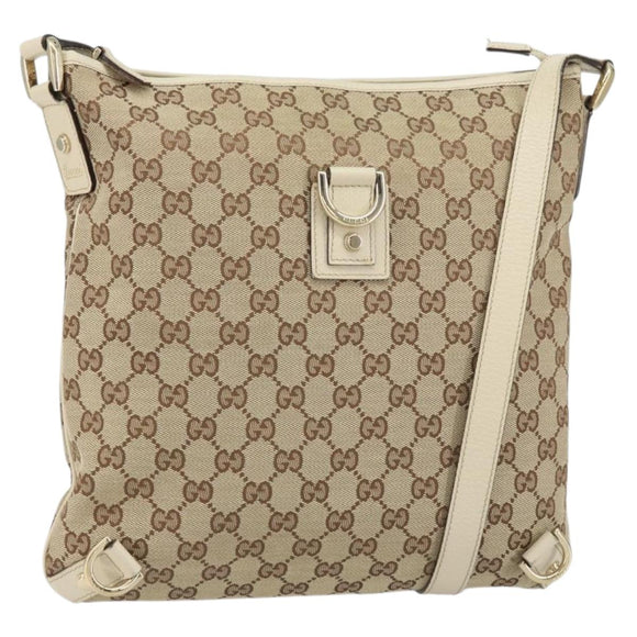 GUCCI GG Canvas Abbey Shoulder Bag Beige Gold 131326 Auth 157905