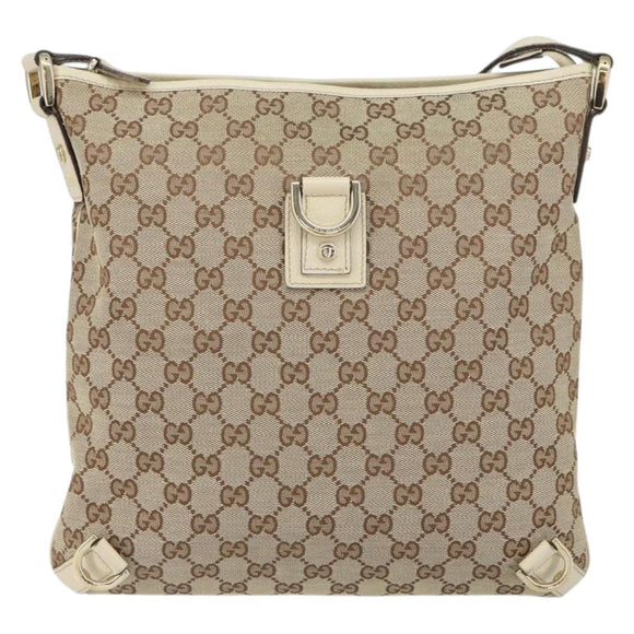 GUCCI GG Canvas Abbey Shoulder Bag Beige Gold 131326 Auth 157905