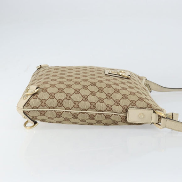 GUCCI GG Canvas Abbey Shoulder Bag Beige Gold 131326 Auth 157905
