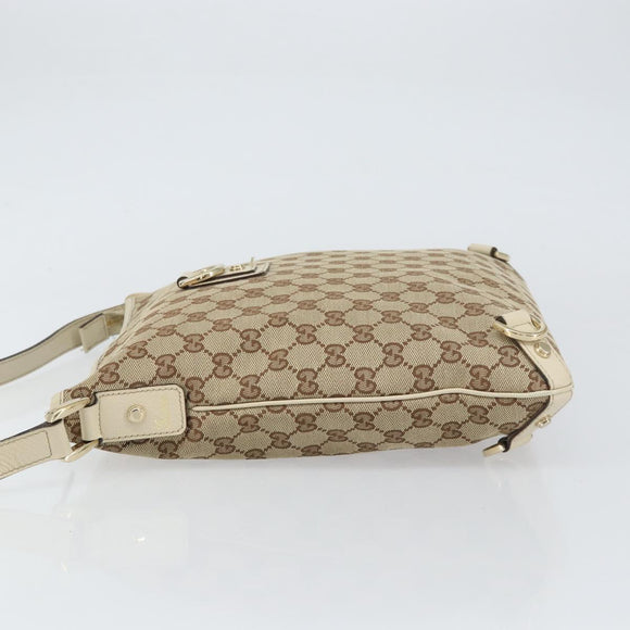 GUCCI GG Canvas Abbey Shoulder Bag Beige Gold 131326 Auth 157905