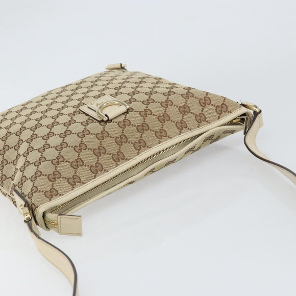GUCCI GG Canvas Abbey Shoulder Bag Beige Gold 131326 Auth 157905