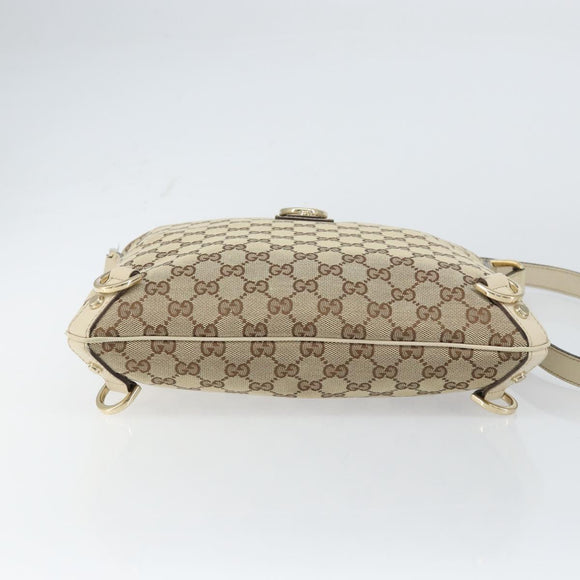 GUCCI GG Canvas Abbey Shoulder Bag Beige Gold 131326 Auth 157905