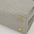 BALLY Hand Bag Leather Ivory Gold Auth 157907-9