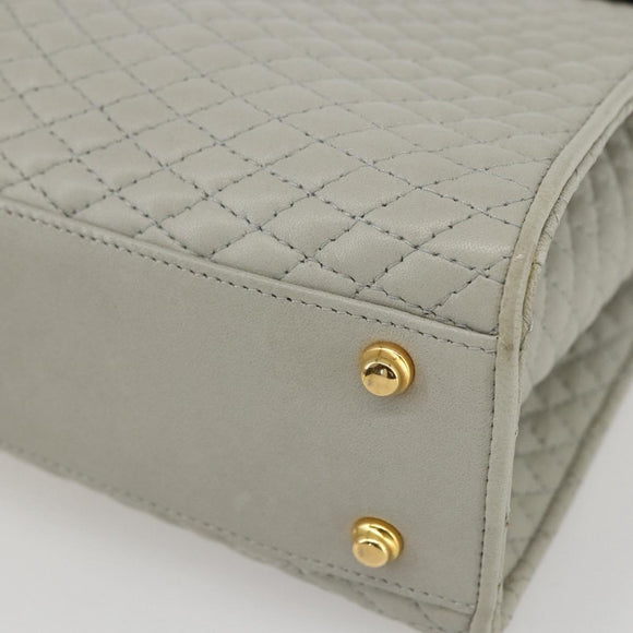 BALLY Hand Bag Leather Ivory Gold Auth 157907