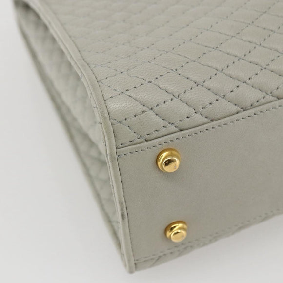 BALLY Hand Bag Leather Ivory Gold Auth 157907