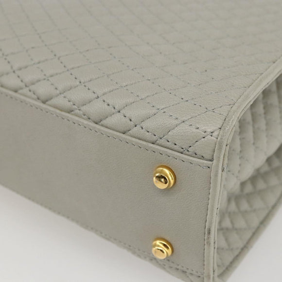 BALLY Hand Bag Leather Ivory Gold Auth 157907