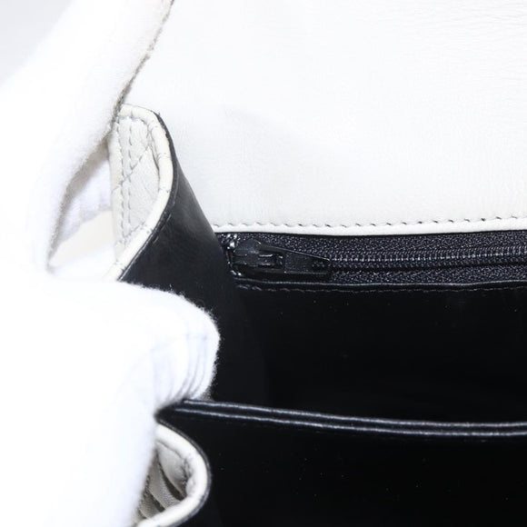 BALLY Hand Bag Leather Ivory Gold Auth 157907