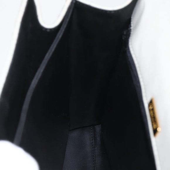 BALLY Hand Bag Leather Ivory Gold Auth 157907