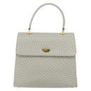 BALLY Hand Bag Leather Ivory Gold Auth 157907-13
