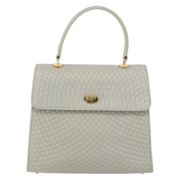 BALLY Hand Bag Leather Ivory Gold Auth 157907